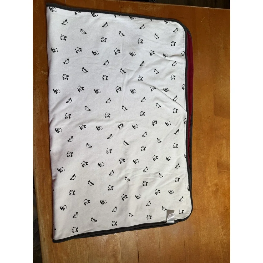 Gymboree Panda Bear Red Gray Baby Blanket Reversible 2009 Unisex Retired Rare